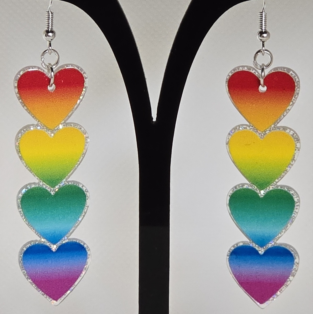 Gradient Rainbow heart earrings